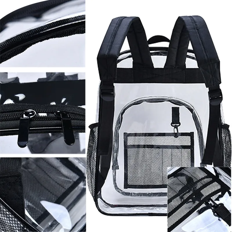Kids Clear School Backpacks - Black Pink Grey Book Bags For Boys Girls Waterproof See Through Casual Rucksack Bookbag