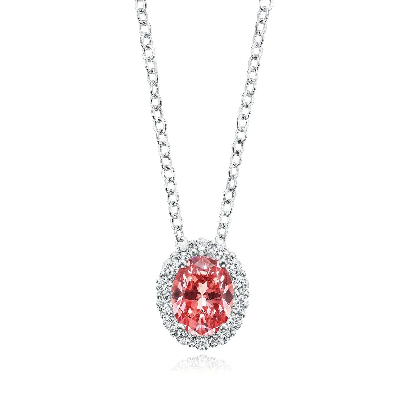 KISS Sterling Silver Oval & Round Brilliant Cut Cubic Zirconia Pendant