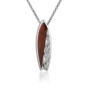 Koa Wood Engraved Surfboard Pendant by Alamea