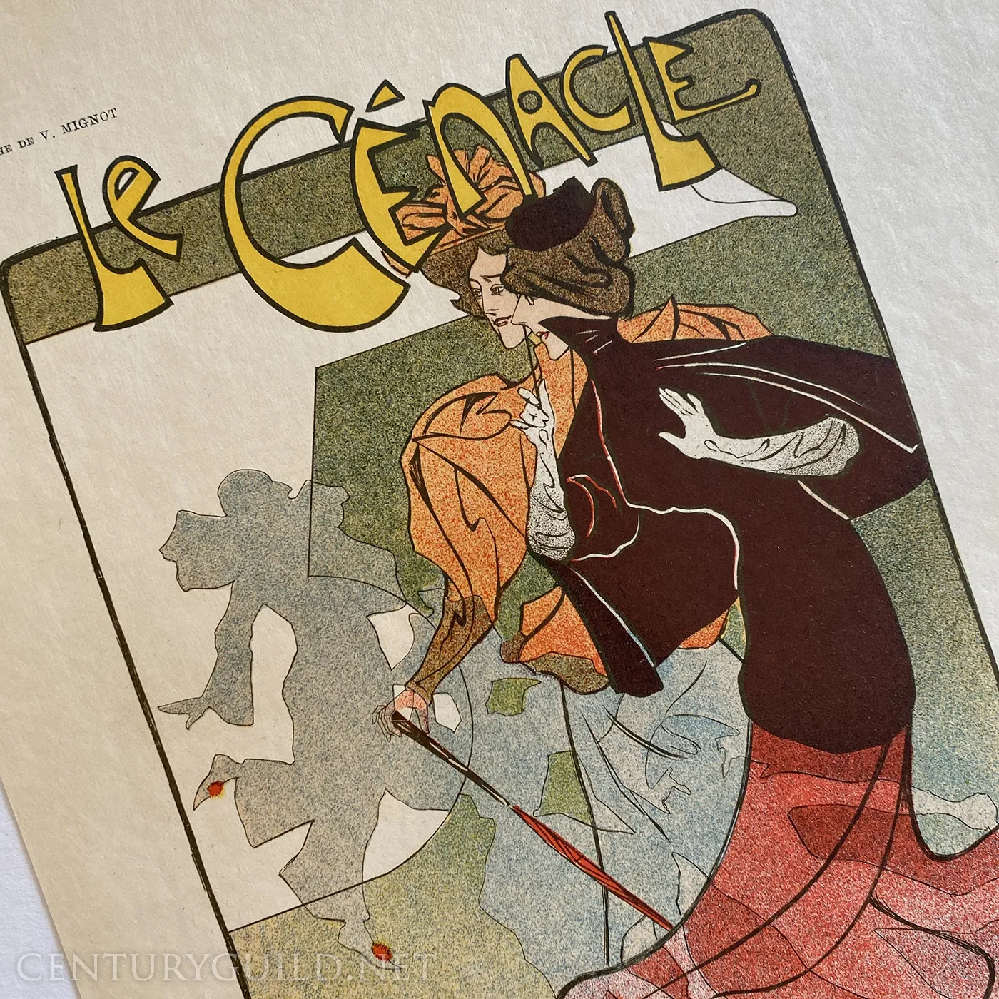 Le Cénacle by Victor Mignot, Art Nouveau Commedia dell'Arte lithograph, 1897