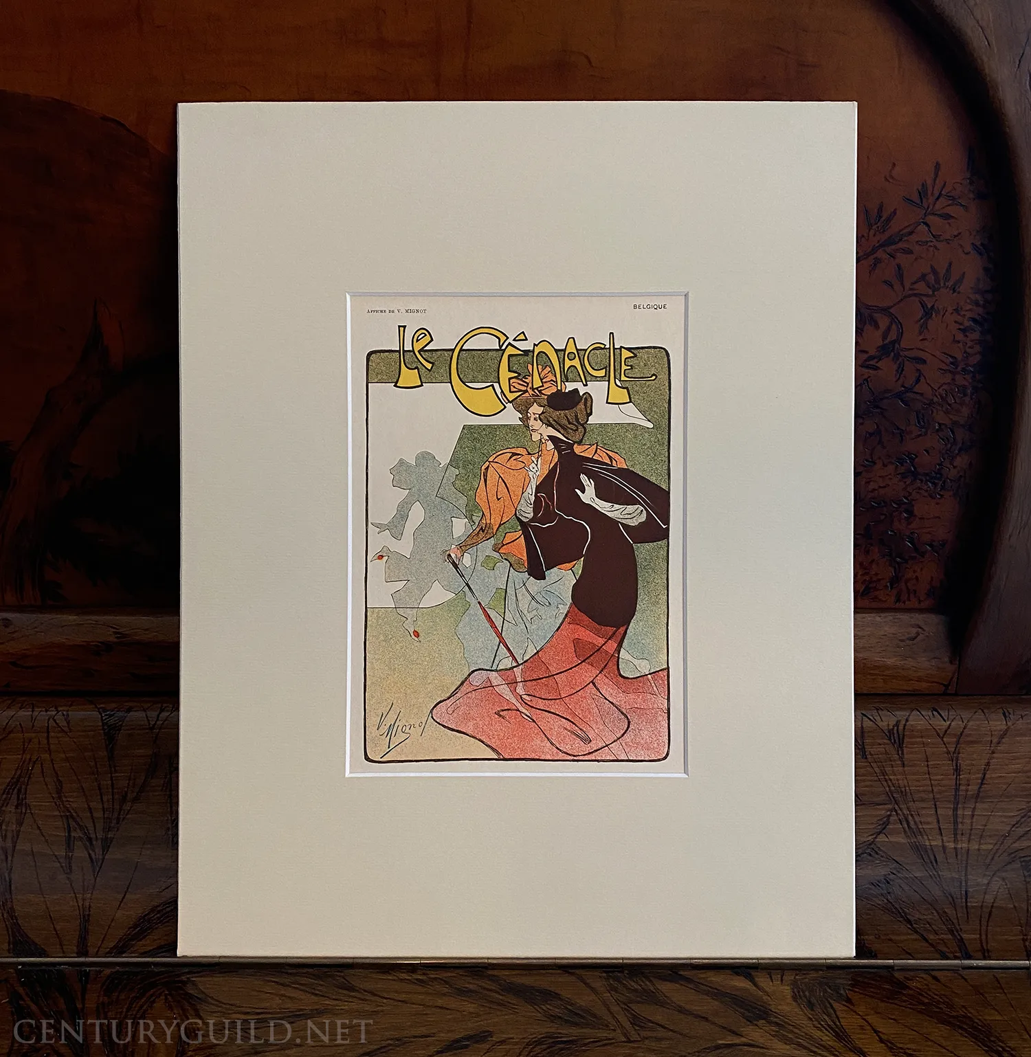 Le Cénacle by Victor Mignot, Art Nouveau Commedia dell'Arte lithograph, 1897