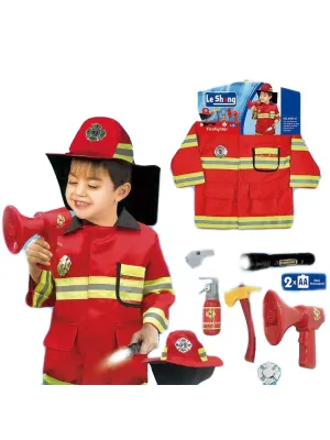 Little Boys Red Firefighter Halloween Vest Hat Accessories Costume 3-7