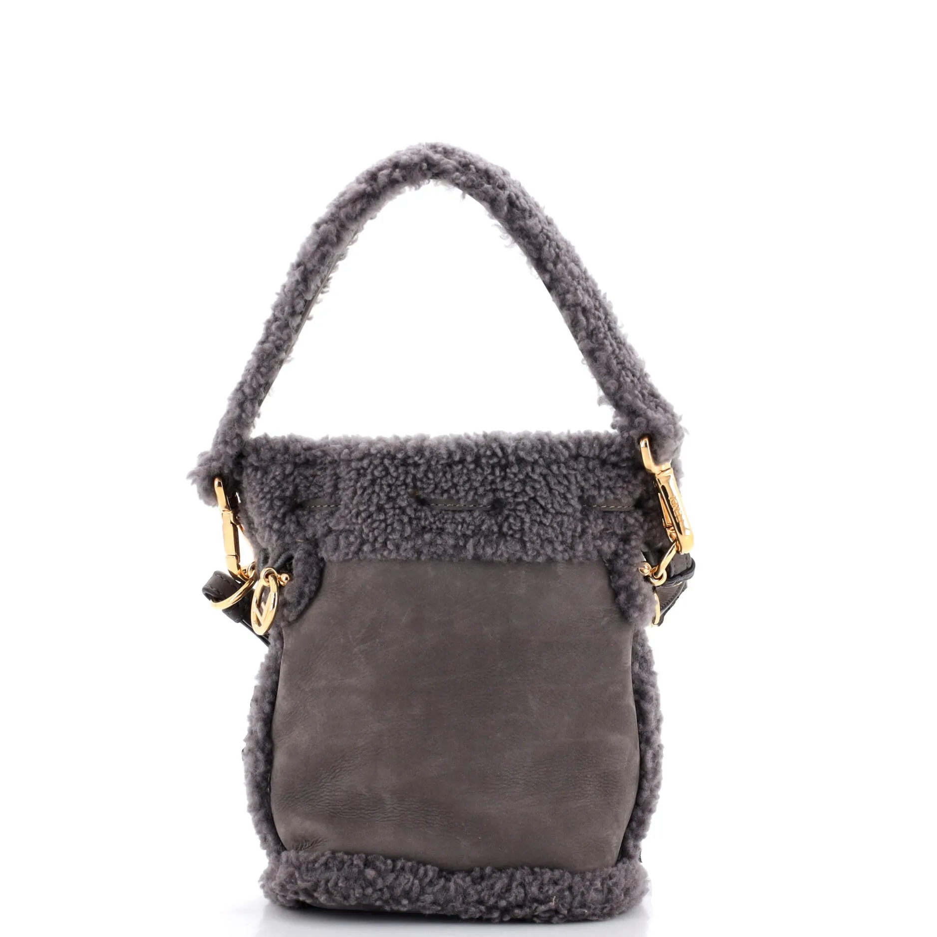 Logo Mon Tresor Bucket Bag Shearling with Nubuck Mini