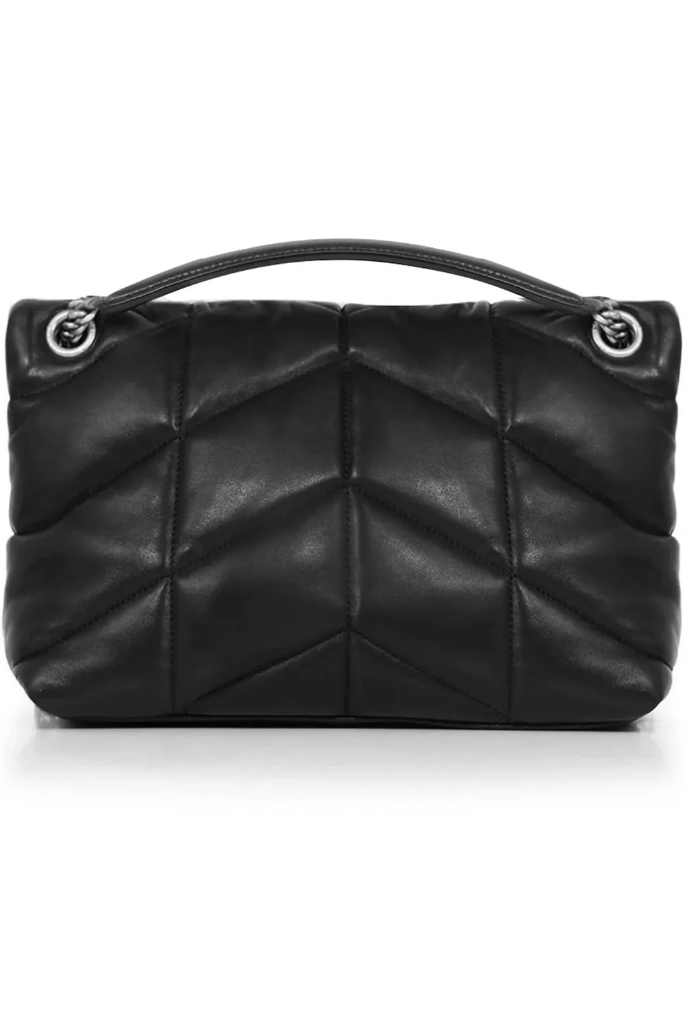 LOULOU SMALL PUFFER BAG | BLACK/SILVER