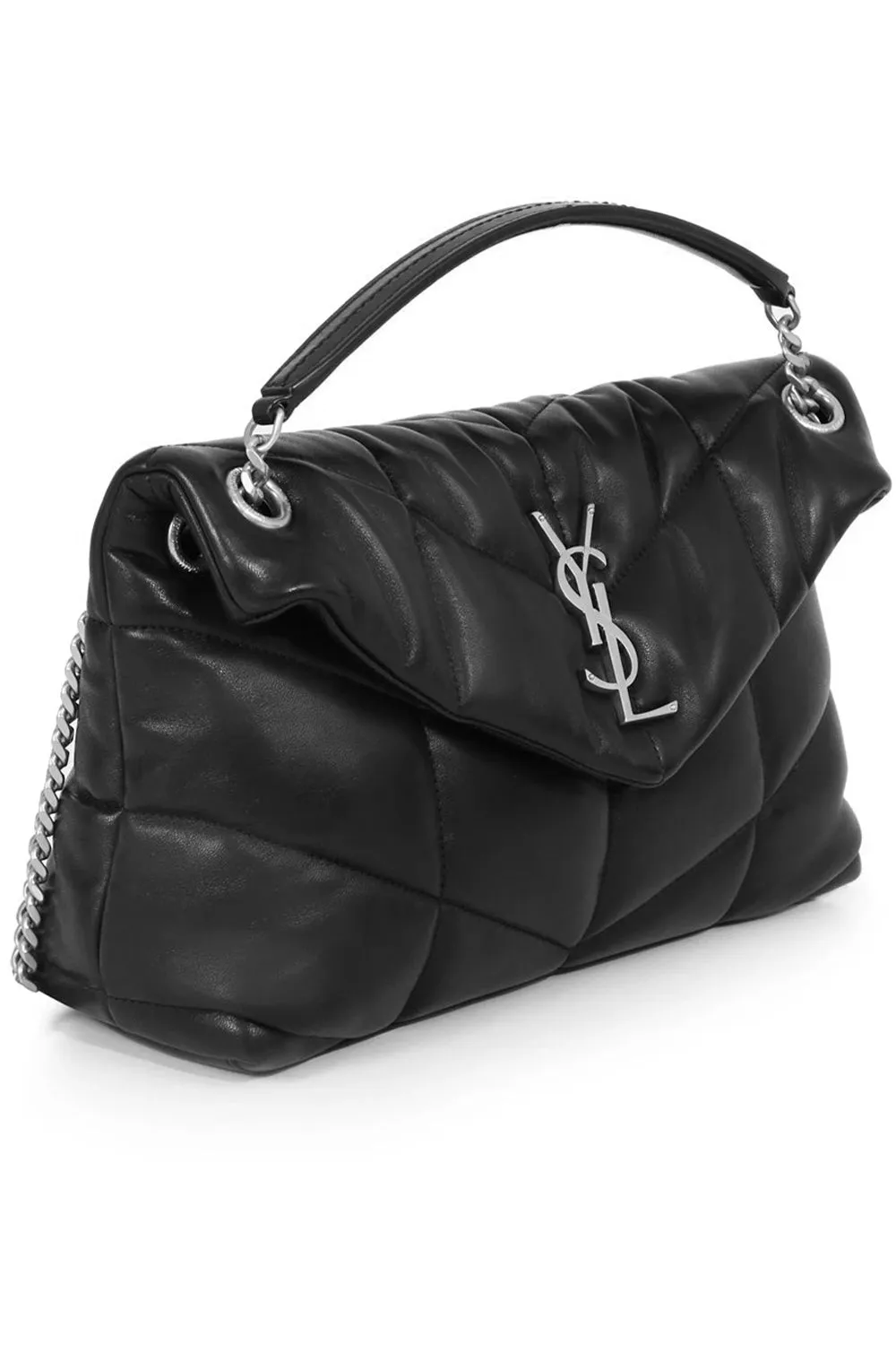 LOULOU SMALL PUFFER BAG | BLACK/SILVER
