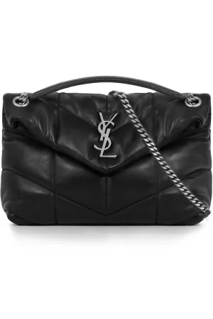 LOULOU SMALL PUFFER BAG | BLACK/SILVER