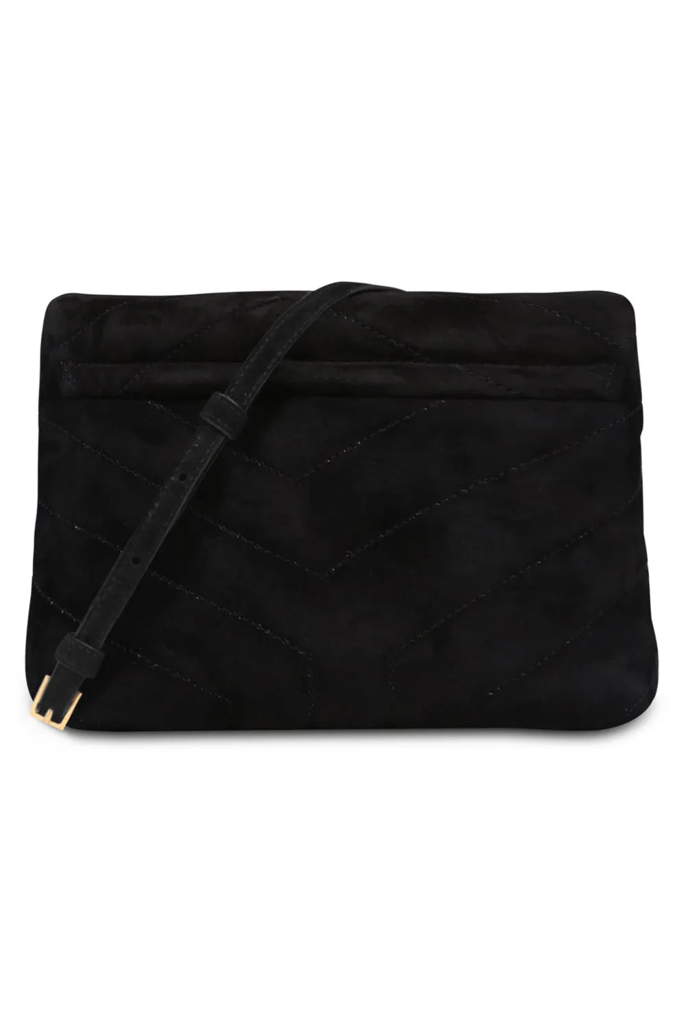 LOULOU TOY FLAP BAG ADJUSTABLE STRAP | SUEDE BLACK/GOLD