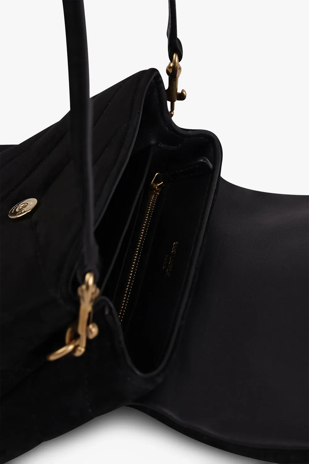 LOULOU TOY FLAP BAG ADJUSTABLE STRAP | SUEDE BLACK/GOLD
