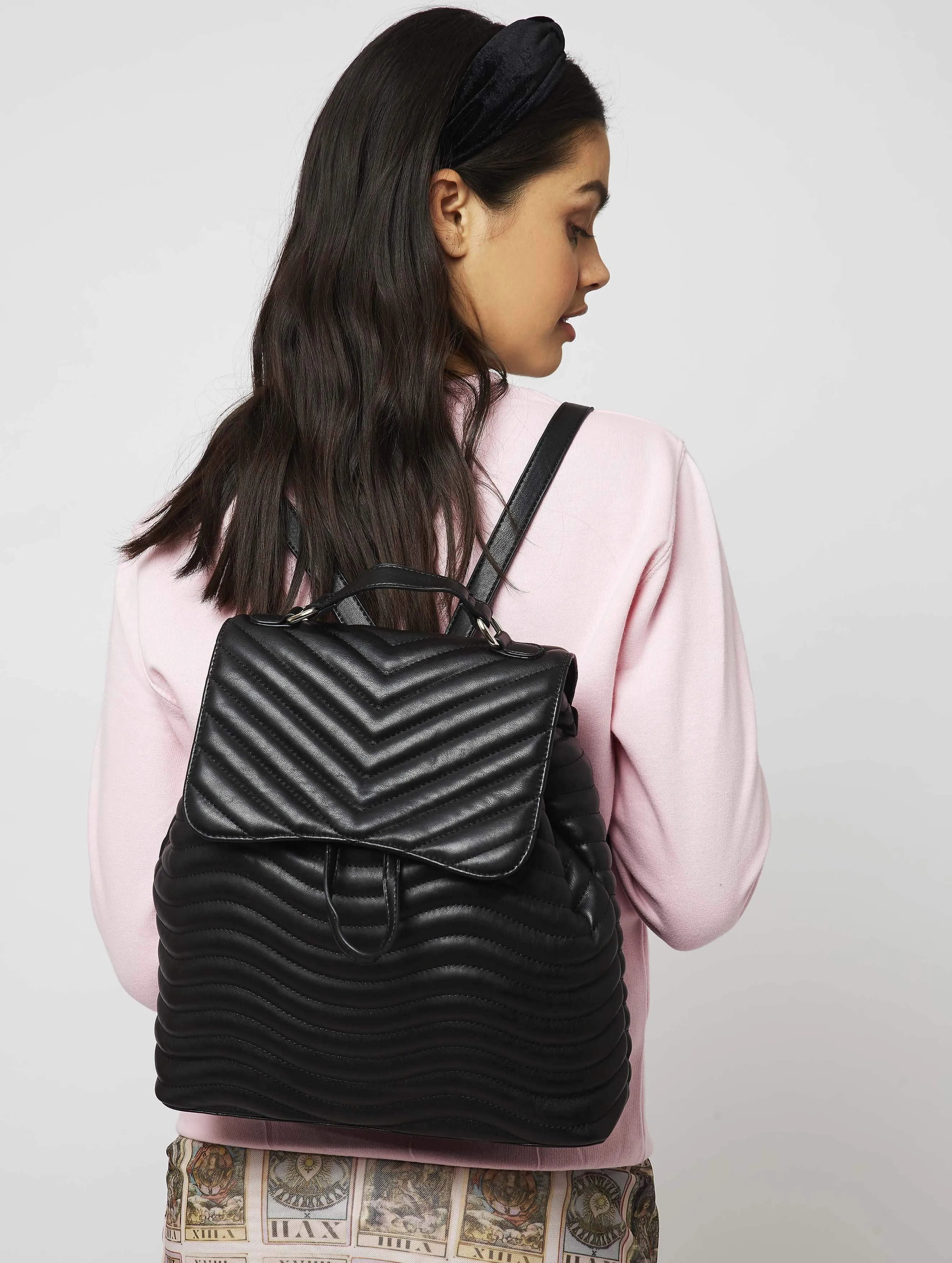 Lyla Quilted Black Backpack