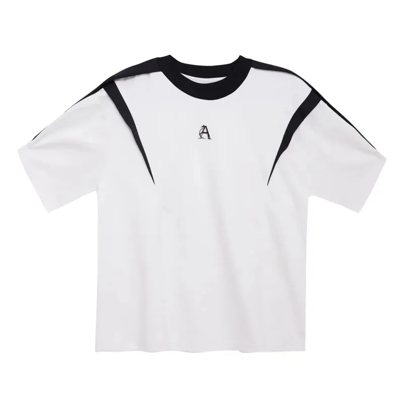 Male T-shirt Personality Patchwork Contrast Color Round Collar Men's Short Sleeve Casual Men Wear Spring Chic 9C4768