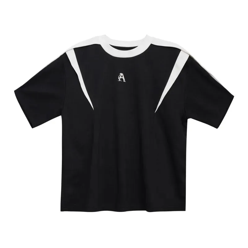 Male T-shirt Personality Patchwork Contrast Color Round Collar Men's Short Sleeve Casual Men Wear Spring Chic 9C4768