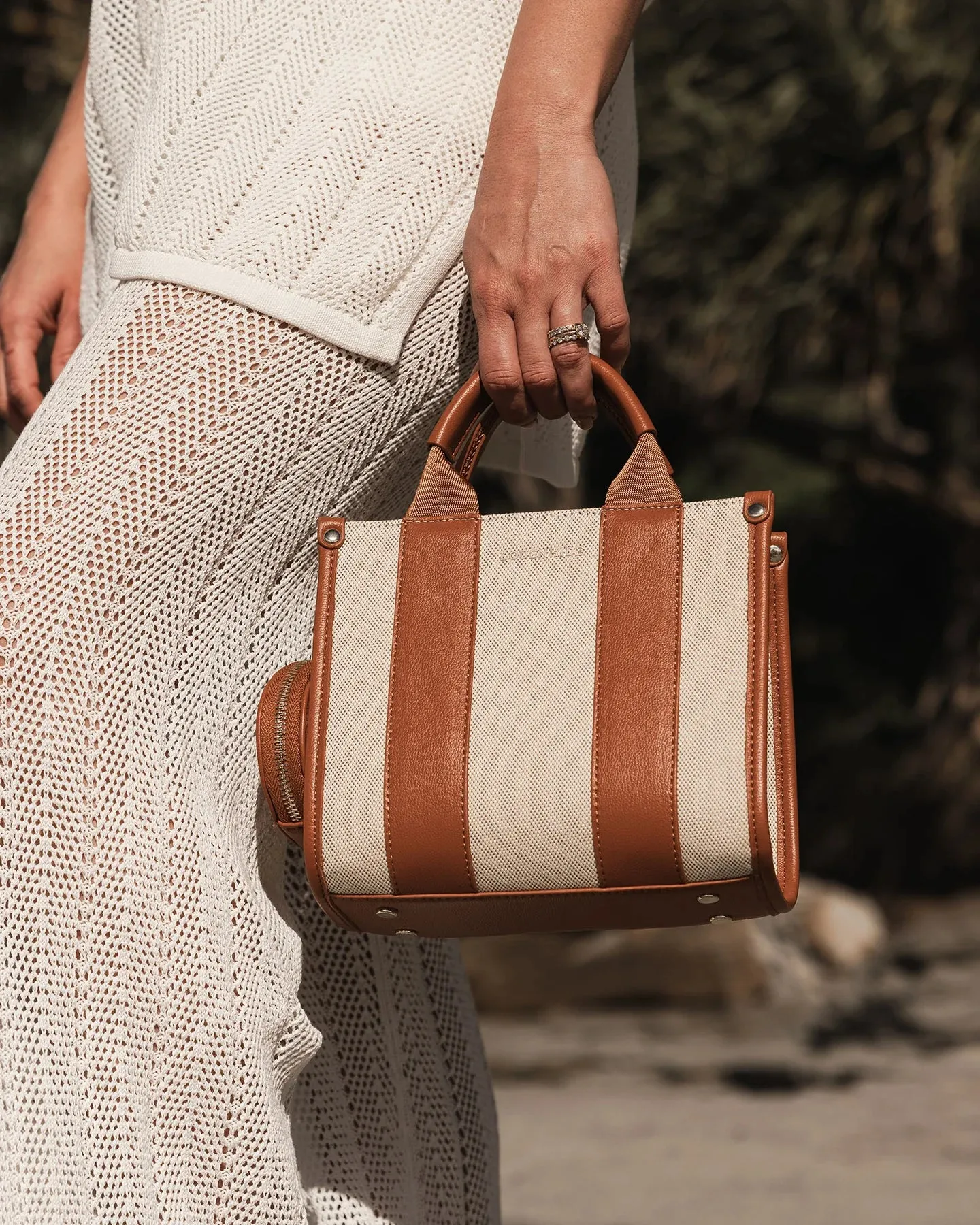 Manhattan Mini Tote Bag in Natural Canvas Tan by Louenhide