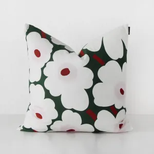 MARIMEKKO  |  PIENI UNIKKO CUSHION  |  50X50  |  DARK GREEN   OFF WHITE   LIGHT PINK
