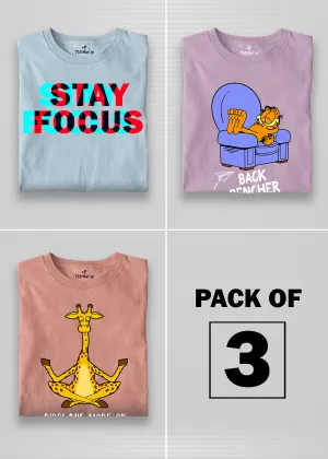 Men Graphic Half Sleeve T-Shirt Combo - Pack of 3
