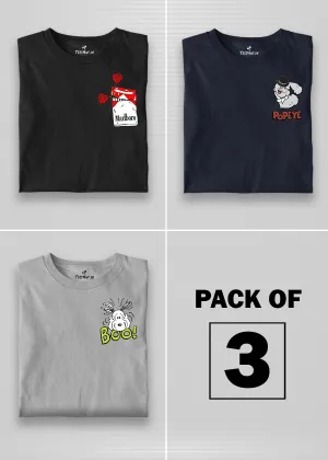 Men Graphic Half Sleeve T-Shirt Combo - Pack of 3