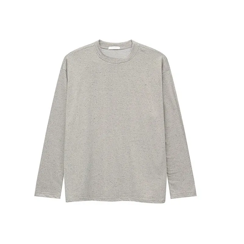 Men's T-shirt Spring Summer New Korean Style Clean Male Top Fashion Long Sleeve Round Neck Casual Solid Color 9C5291