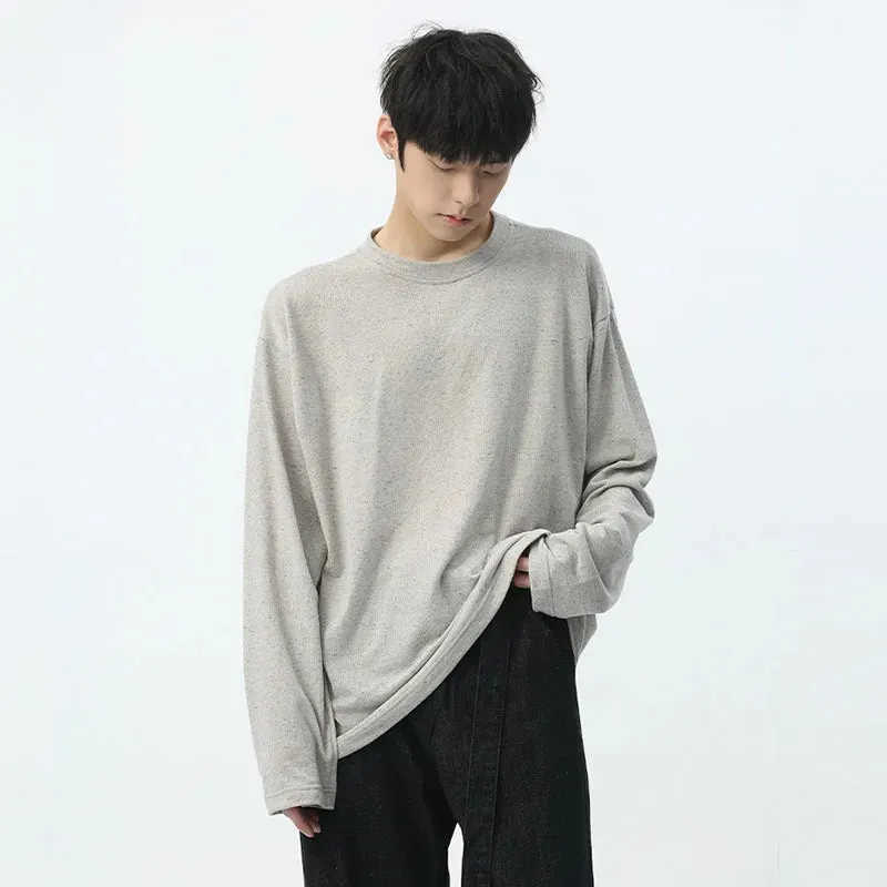 Men's T-shirt Spring Summer New Korean Style Clean Male Top Fashion Long Sleeve Round Neck Casual Solid Color 9C5291