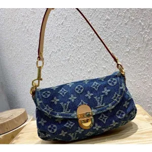 Monogram Denim Mini Pleaty Bag