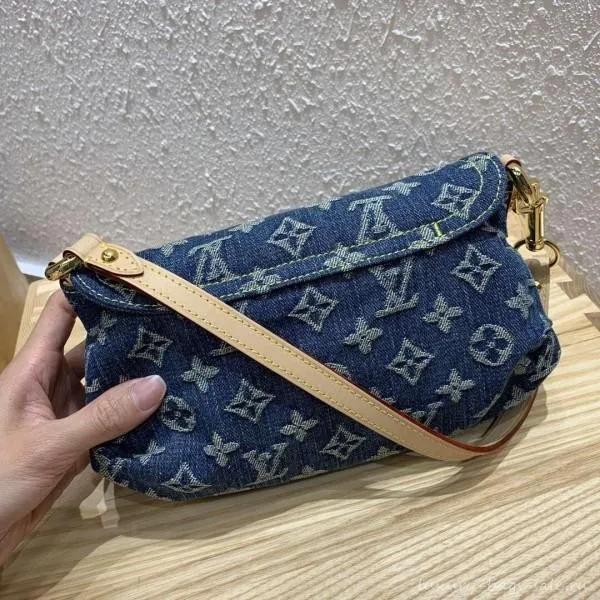 Monogram Denim Mini Pleaty Bag