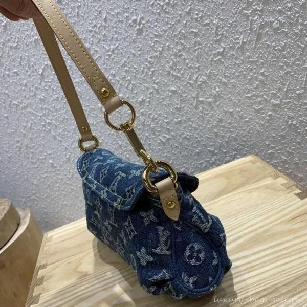 Monogram Denim Mini Pleaty Bag