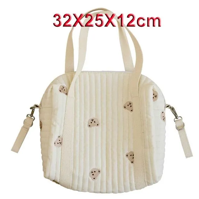 Mqtime Cartoon Bear Mommy Bag Large Capacity Mom Diaper Baby Stroller Bag Multifunction Women Shoulder Handbag Travel Diaper Bags