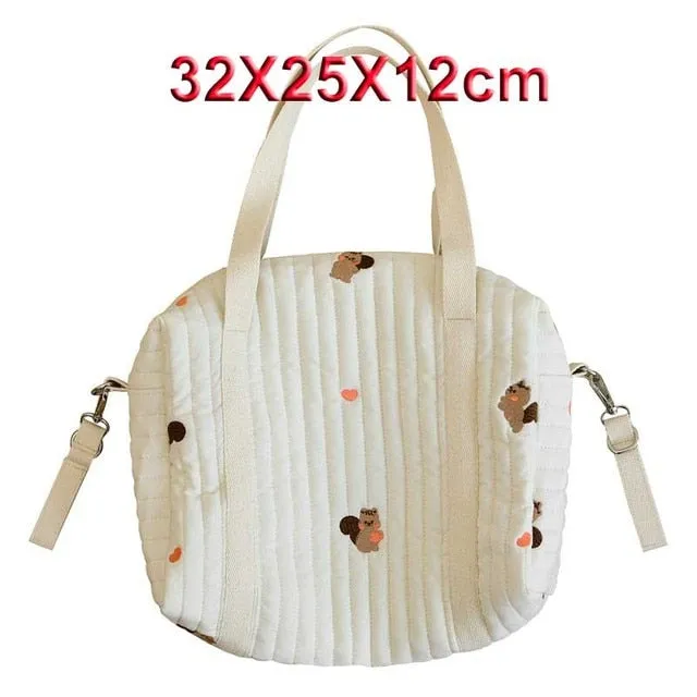 Mqtime Cartoon Bear Mommy Bag Large Capacity Mom Diaper Baby Stroller Bag Multifunction Women Shoulder Handbag Travel Diaper Bags