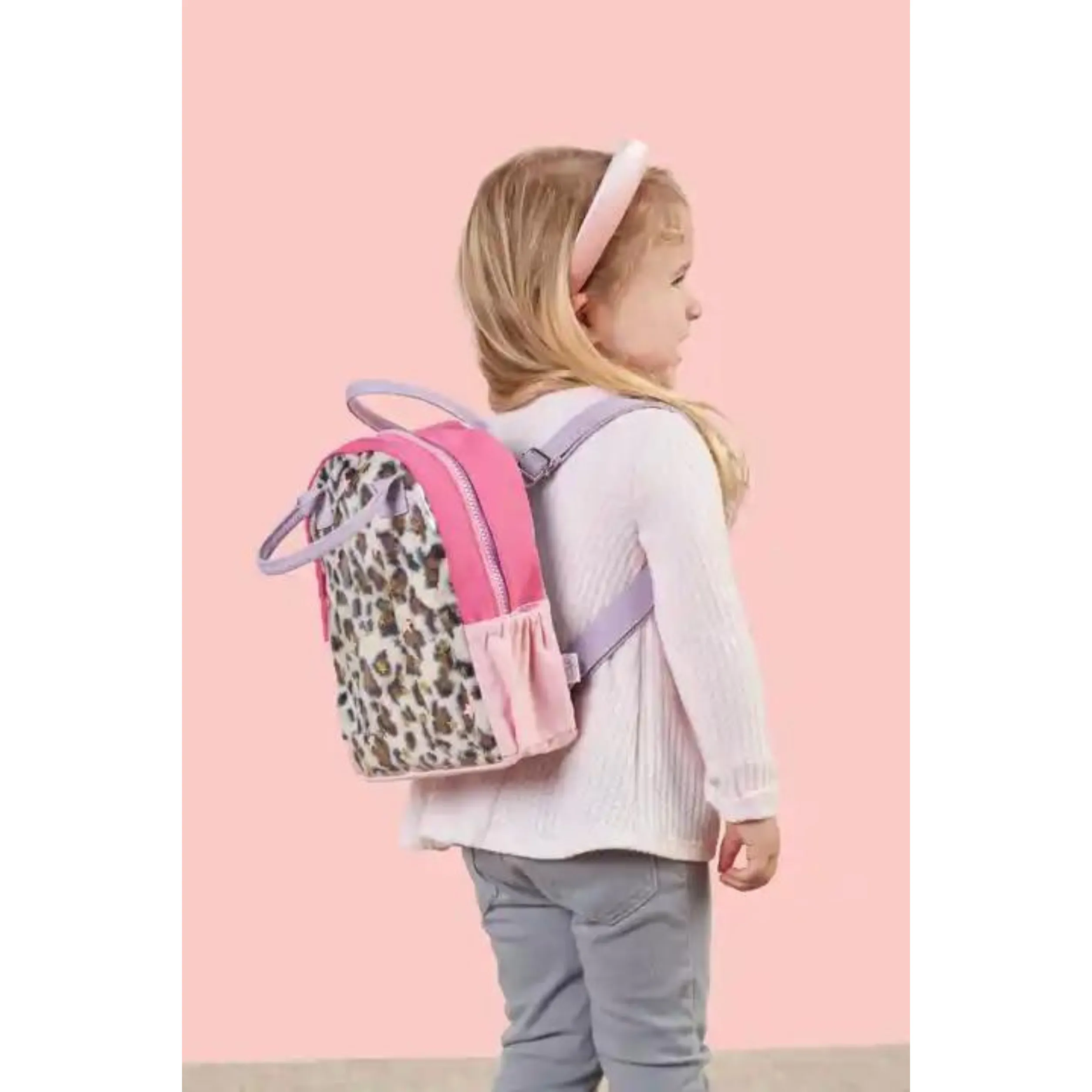 Mud Pie Girls Mini Vinyl Leopard Backpack
