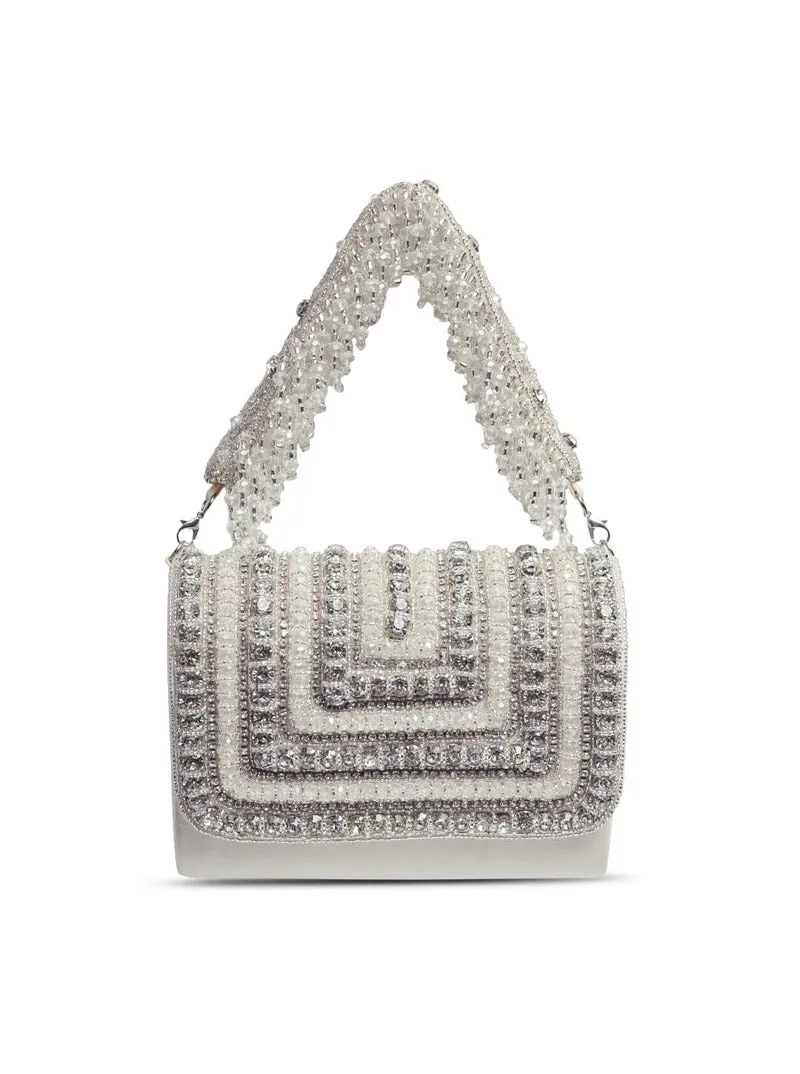 Nysa Green Embellished Flap over Clutch Bag