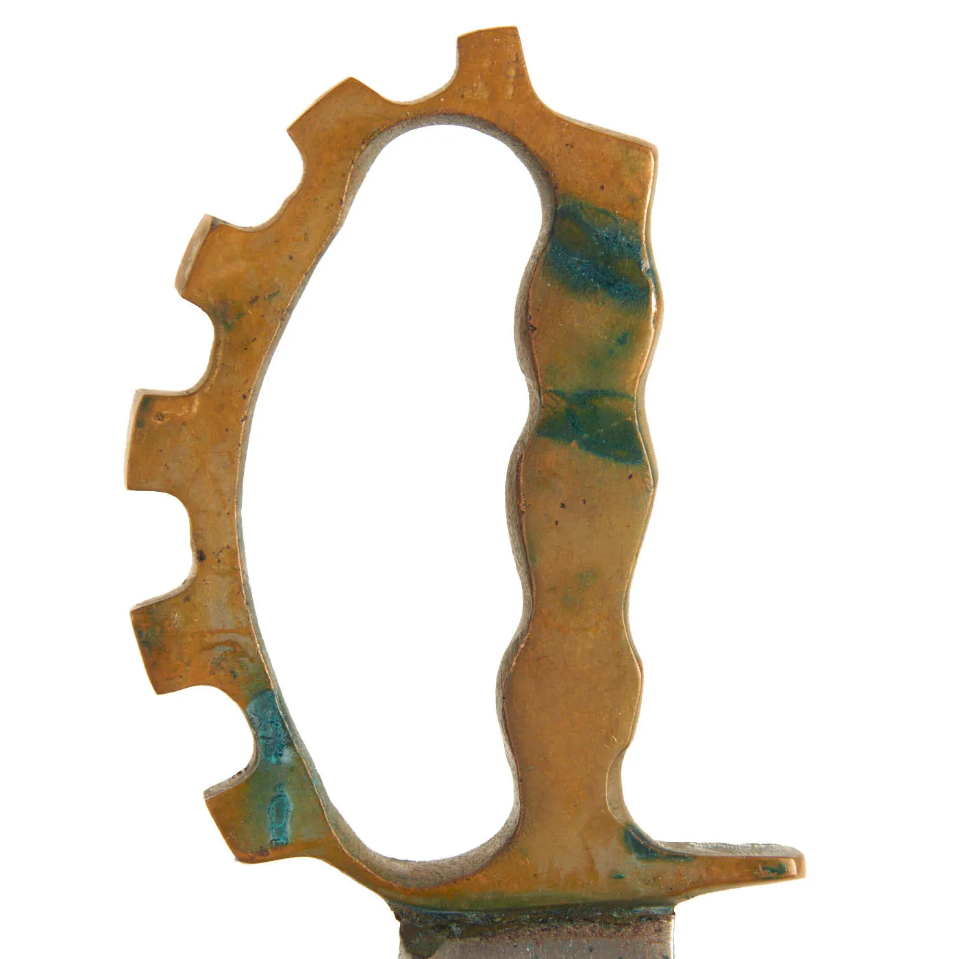 Original Australian WWII Large Cog Guard Knuckle Bowie Style Fighting Knife With Leather Scabbard