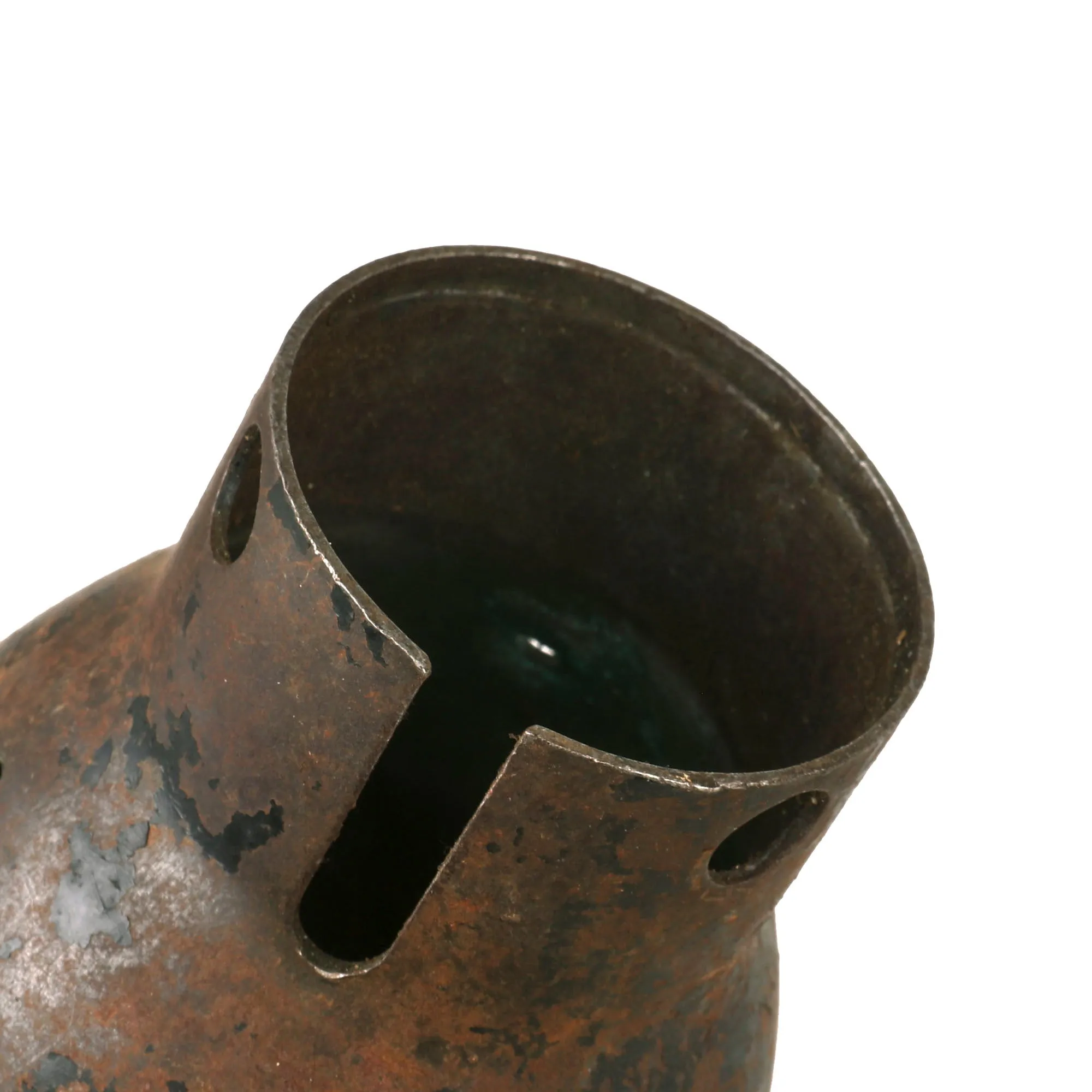 Original British WWI Pair of Vickers MMG Parabolic Flash Hider - Shrapnel Battle Damage