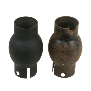 Original British WWI Pair of Vickers MMG Parabolic Flash Hider - Shrapnel Battle Damage