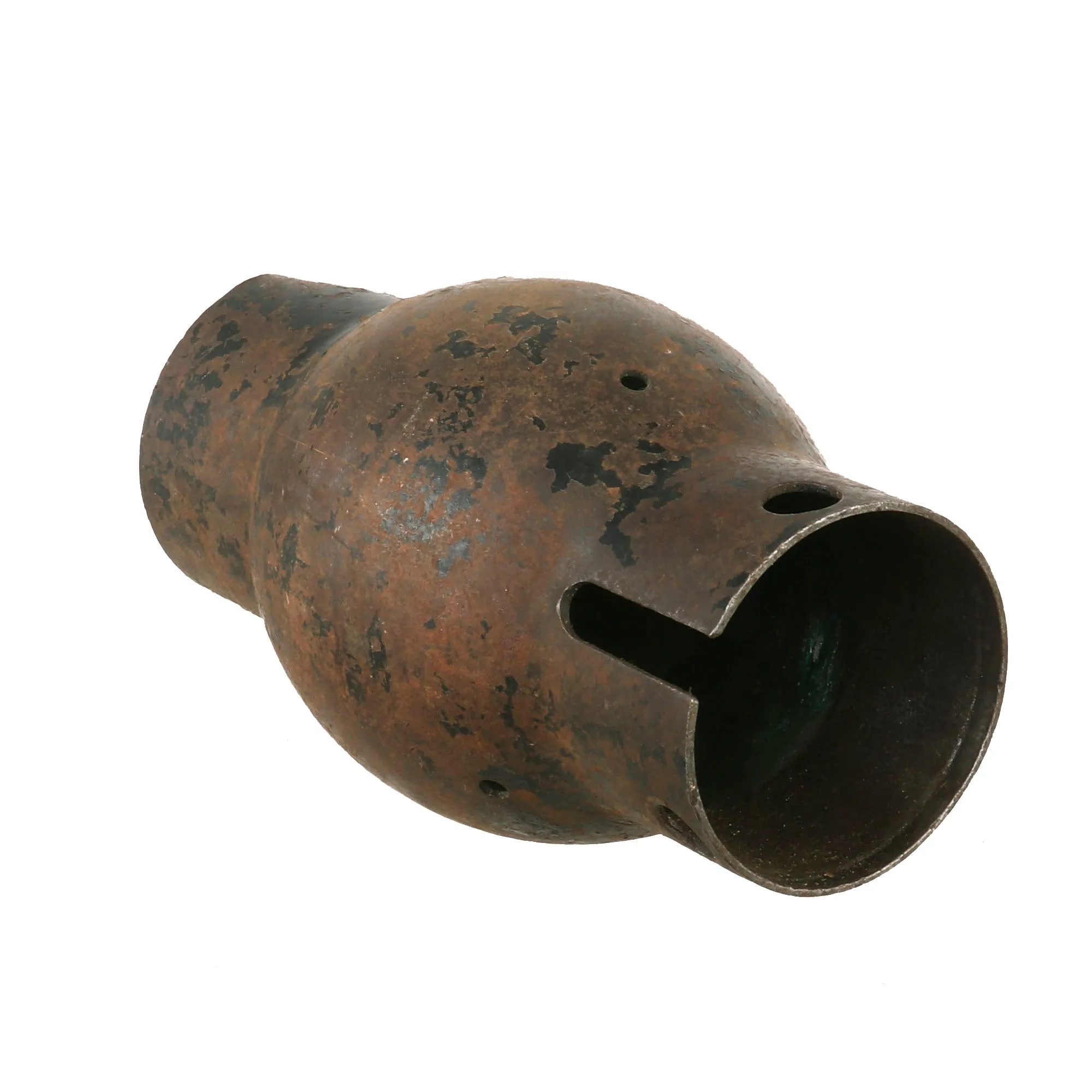 Original British WWI Pair of Vickers MMG Parabolic Flash Hider - Shrapnel Battle Damage