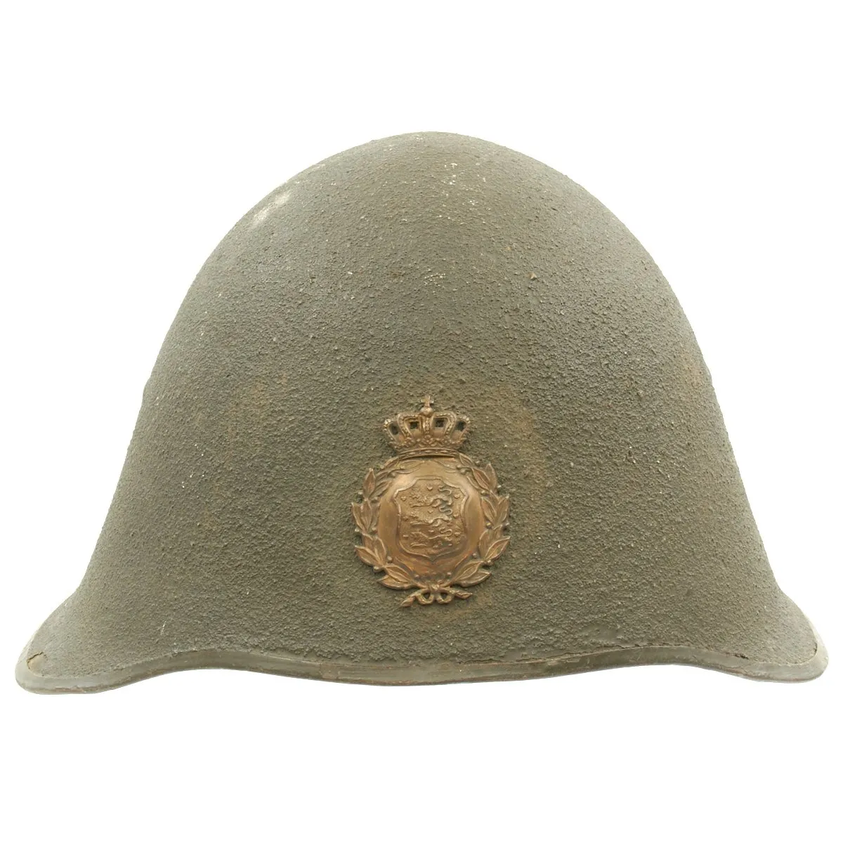 Original Danish WWI Model 1923 Steel Army Helmet with Helmet Badge