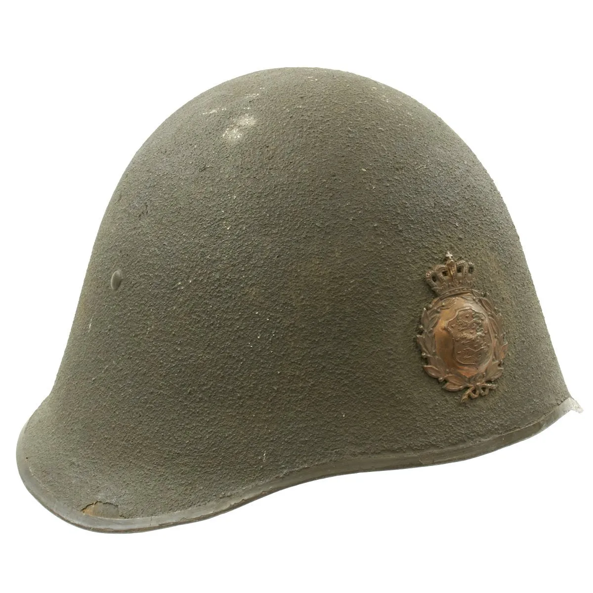 Original Danish WWI Model 1923 Steel Army Helmet with Helmet Badge