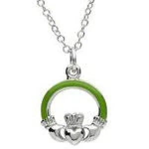 PlatinumWare Claddagh Green Enamel Pendant