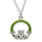 PlatinumWare Green Enamel Claddagh Pendant