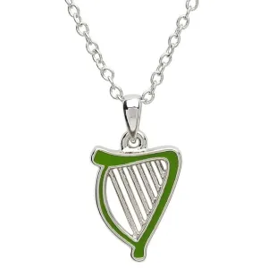 PlatinumWare Green Enamel Harp Pendant