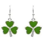 PlatinumWare Green Enamel Shamrock Earrings