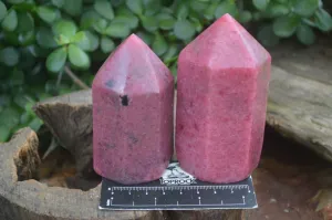 Polished Bright Pink Rhodonite Points x 3 From Madagascar