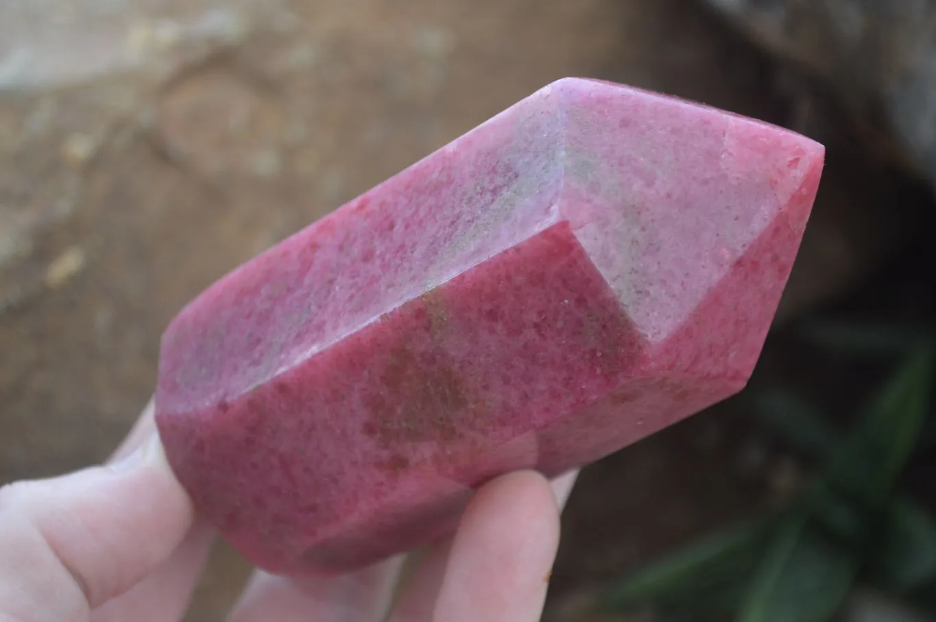 Polished Bright Pink Rhodonite Points x 3 From Madagascar