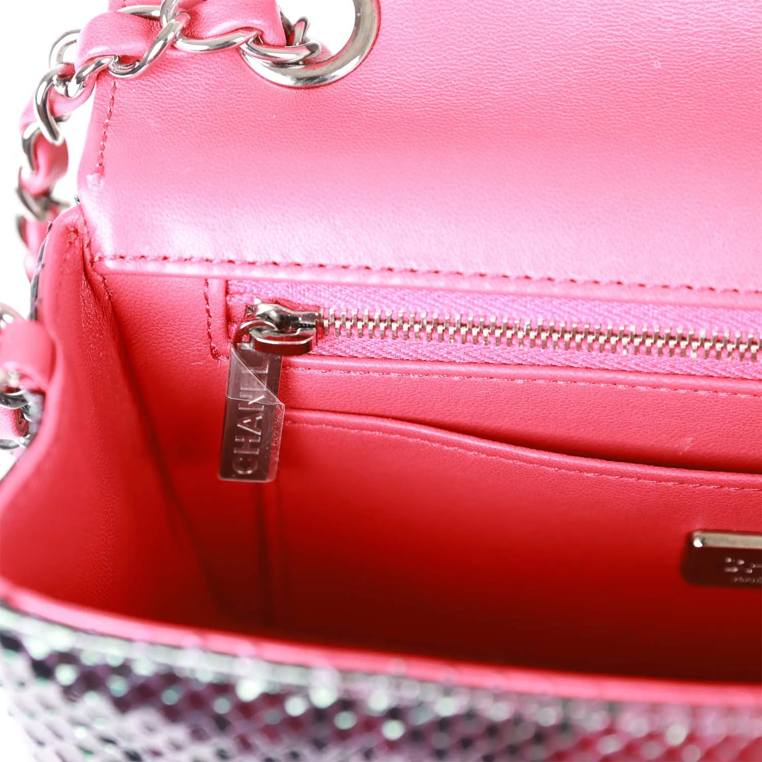 Pre-owned Chanel Mini Rectangular Flap Bag Red and Black Python Ruthenium Hardware