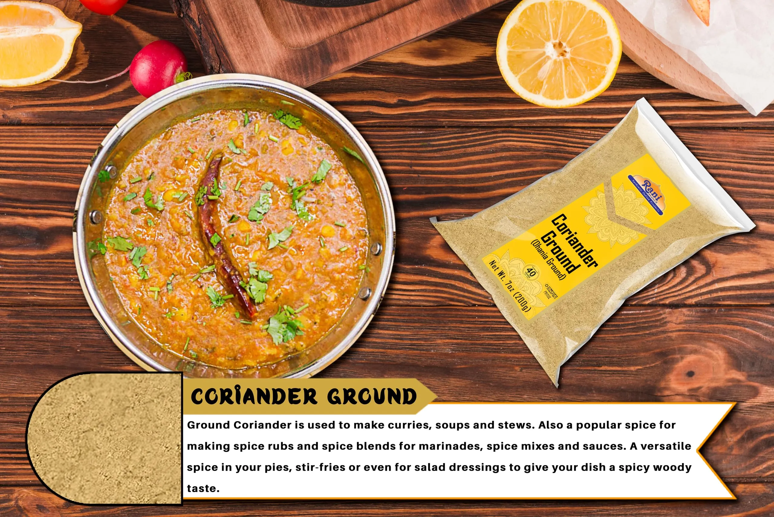 Rani Coriander Ground Powder (Indian Dhania) Spice, 7oz (200g) ~ All Natural, Salt-Free | Vegan | No Colors | Gluten Friendly | NON-GMO | Kosher