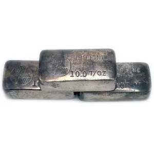 Rare W & M 10 oz .999 Poured Silver Bars