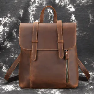 Retro Simple Leather Backpack 8110