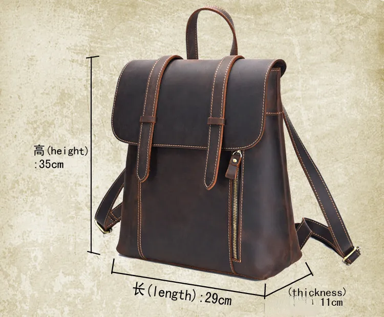 Retro Simple Leather Backpack 8110