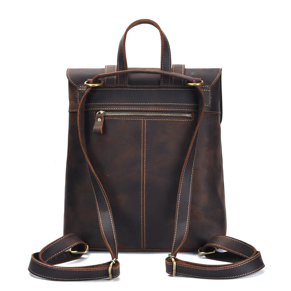 Retro Simple Leather Backpack 8110