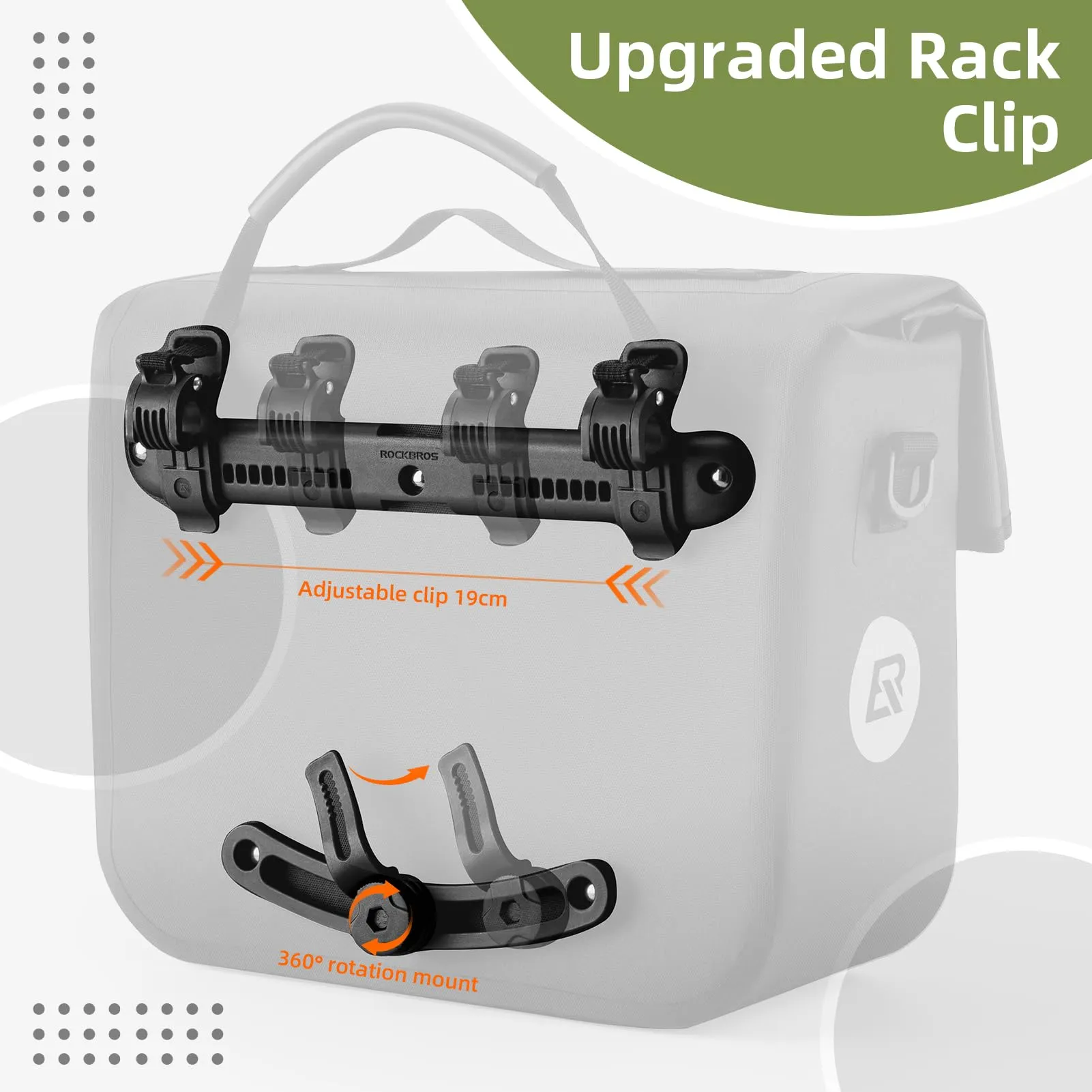ROCKBROS Bike Panniers 15L Waterproof Bike Rack Bag for Cycling Commuting