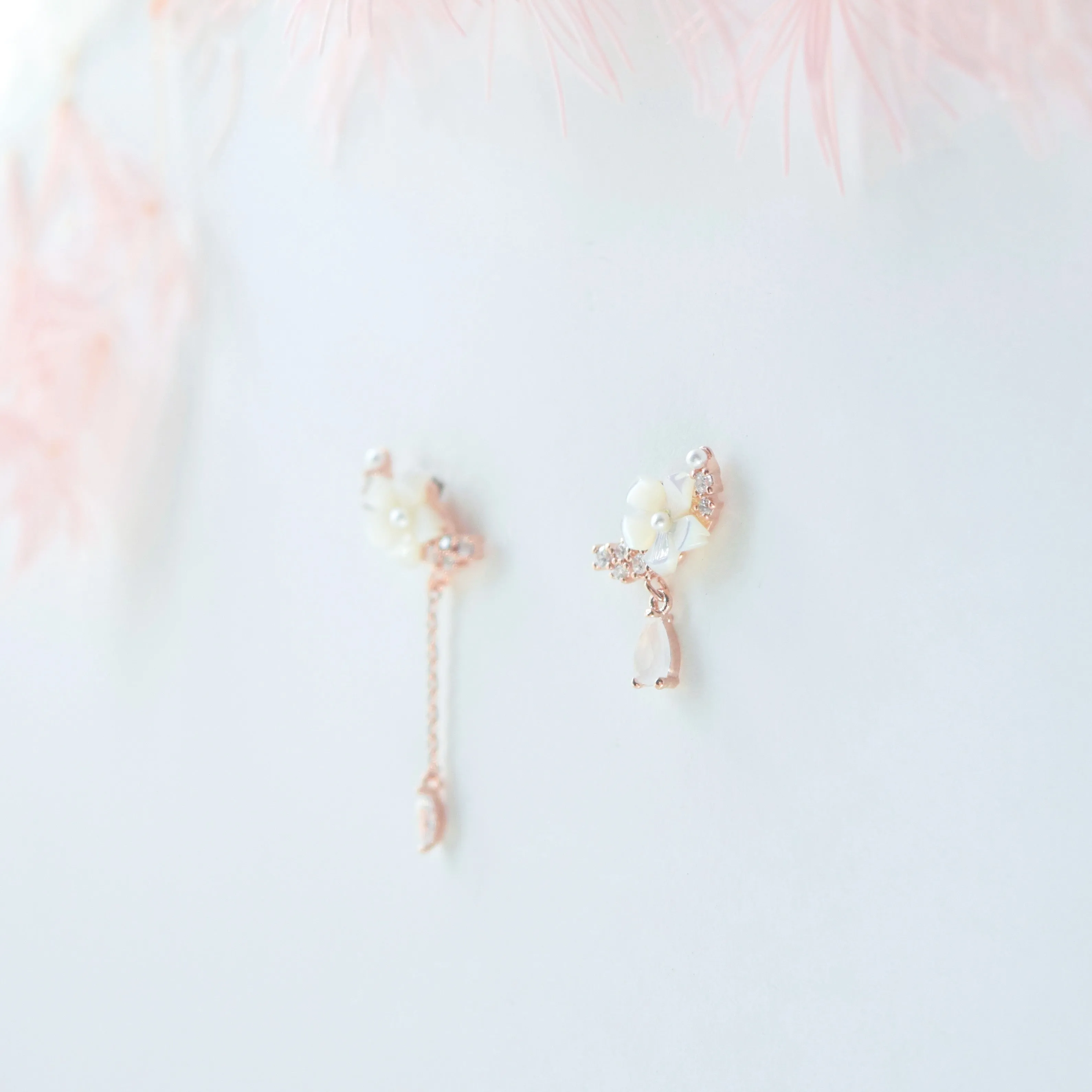 Rose Gold Sakura Glistening Earrings