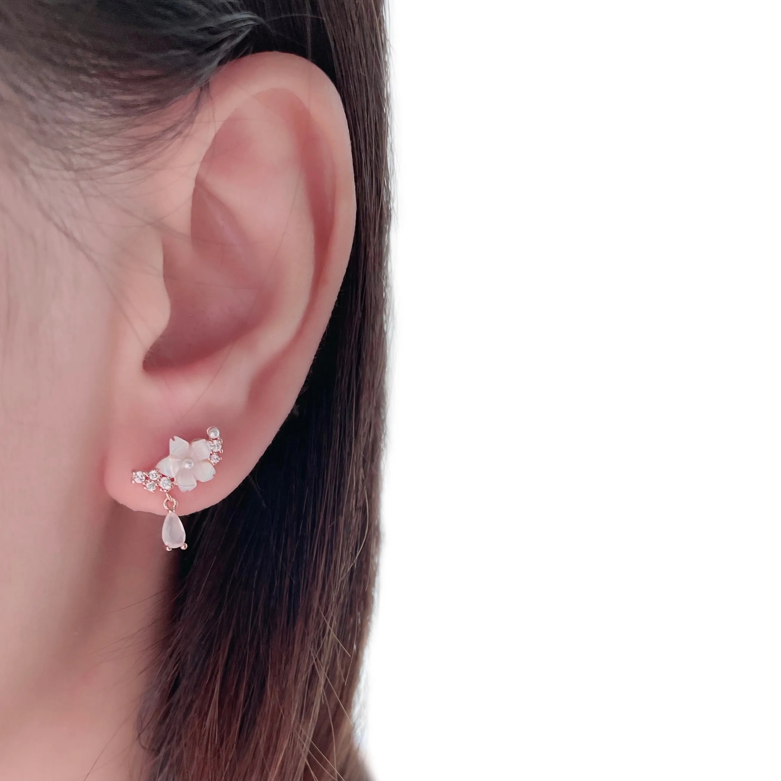 Rose Gold Sakura Glistening Earrings