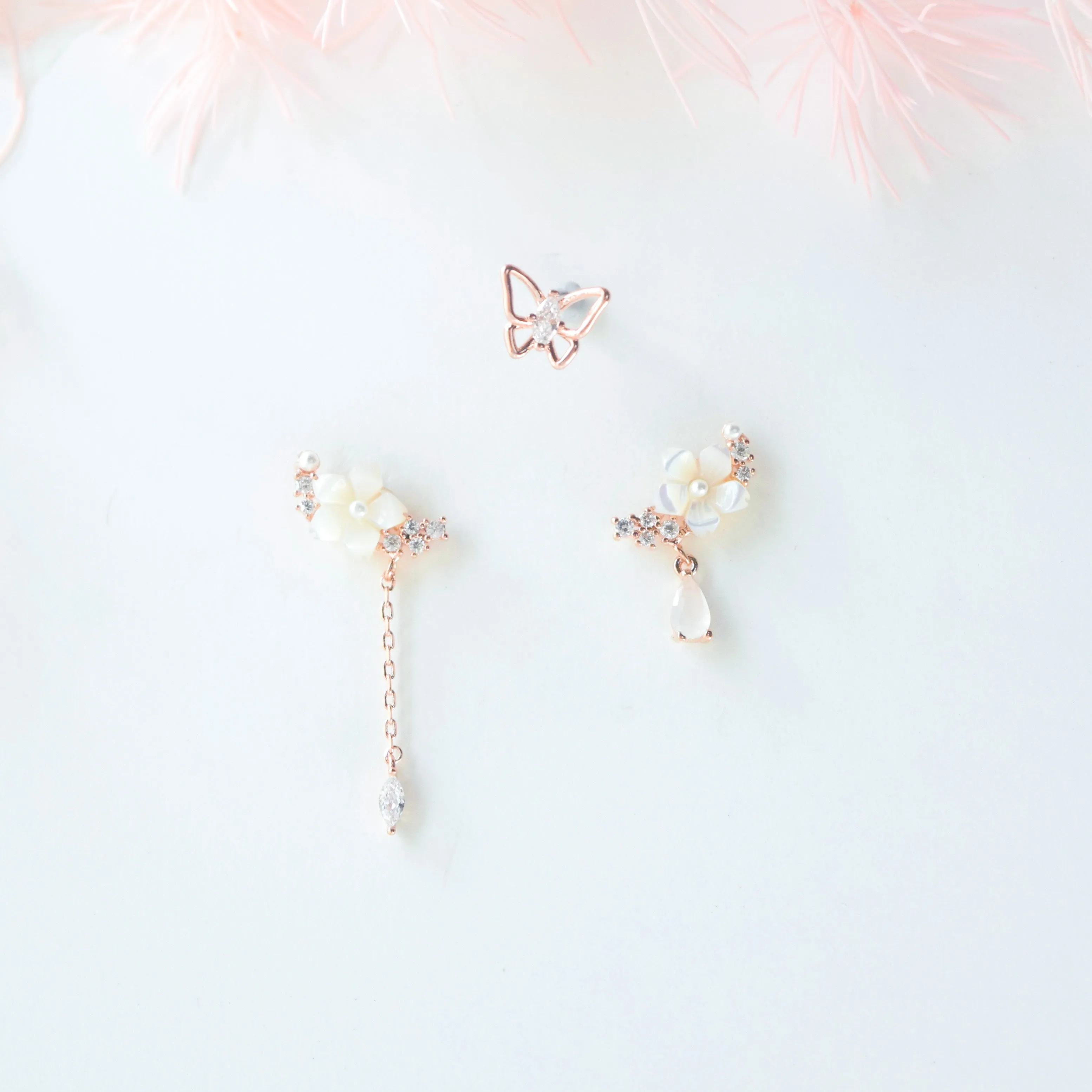 Rose Gold Sakura Glistening Earrings